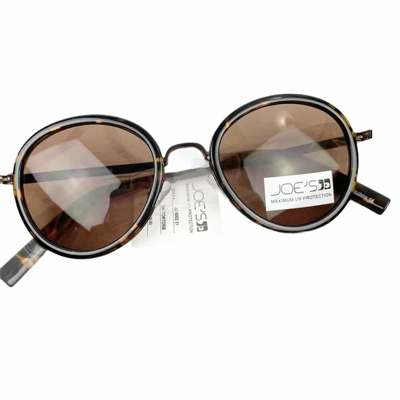 NWT Joe’s Jeans DK Tortoise Round Sunglasses NEW - Picture 2 of 8